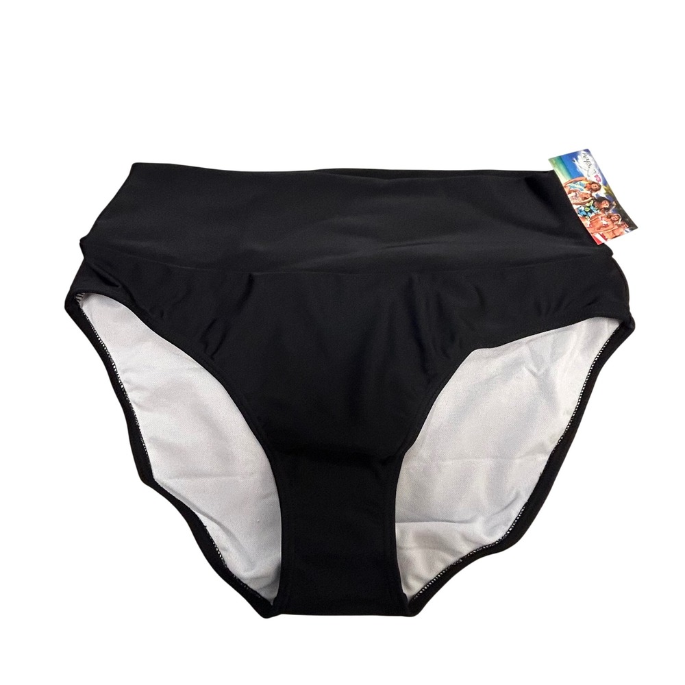 Hapari Black Tummy Tuk High Waisted Swim Bikini Bottoms UPF 50+ Large